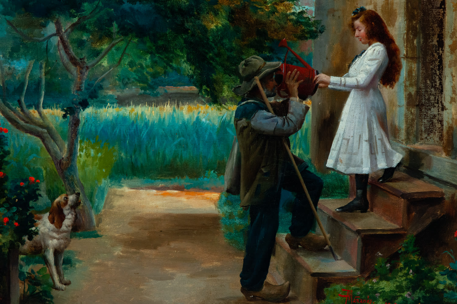 Boys in the Garden, Asterio Miñanos (Palencia, October 21, 1861-​Madrid, c. 1935), Spanish school fr - Image 2 of 7