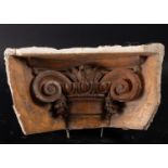 Triangular polychrome plaster molding of Ionic Capital, 17th century