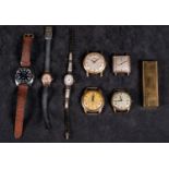 Lot of 7 watches + 1 vintage 20th century lighter