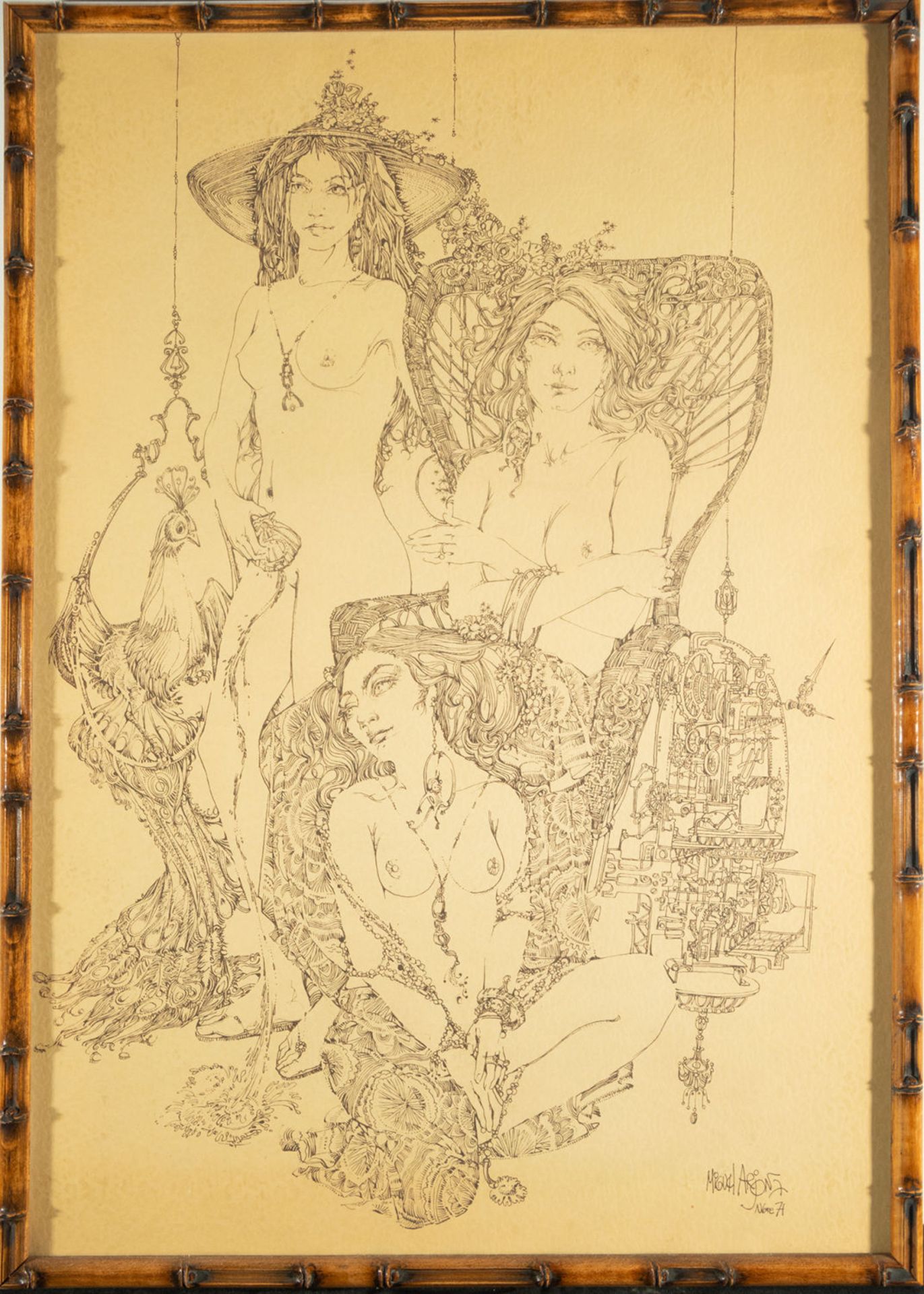 Pair of Erotic Drawings on paper, Miguel Arjona, 1971, Spanish school of the 20th century - Bild 2 aus 13