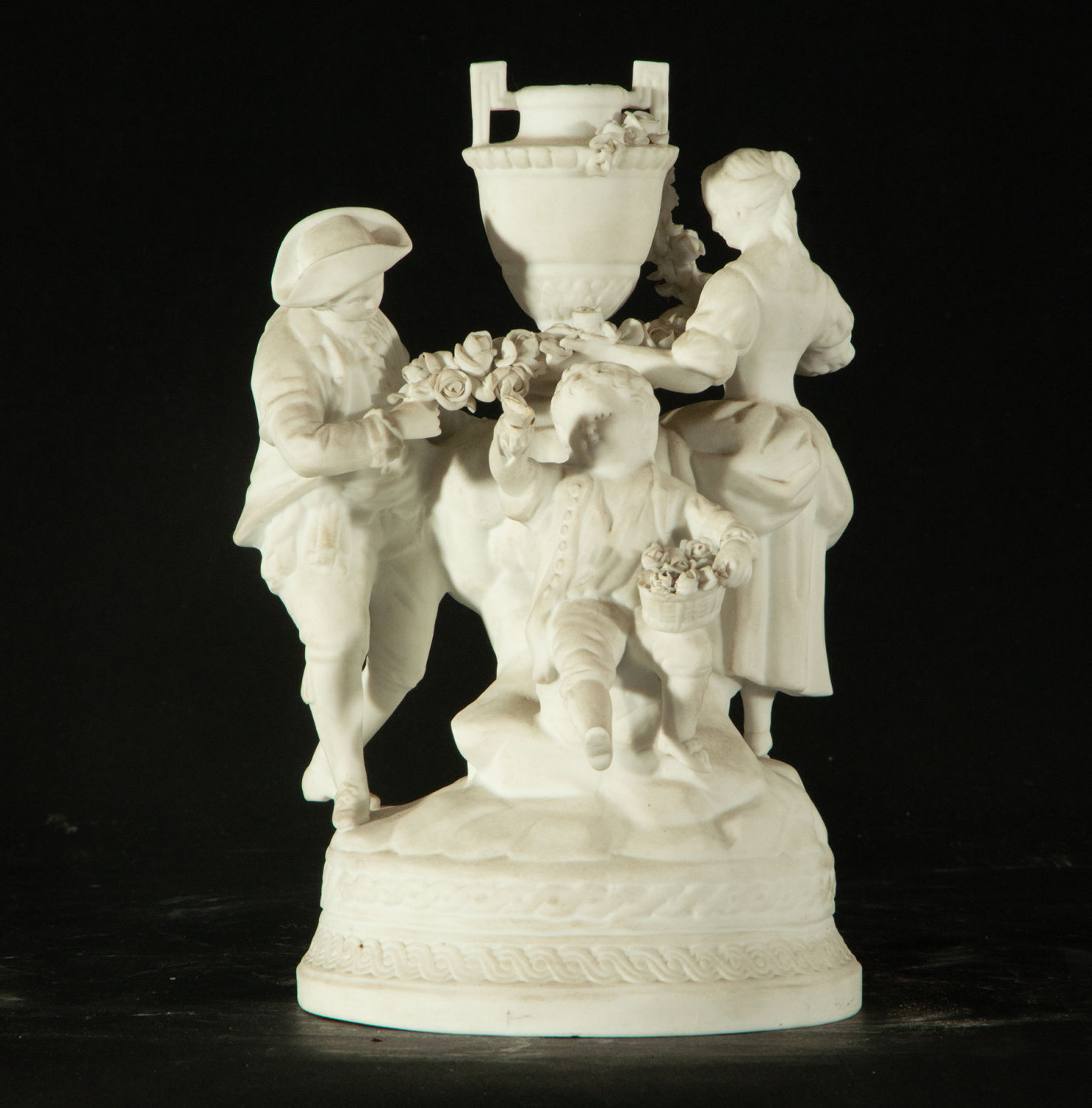 Mother with Children in biscuit porcelain, 19th century French school