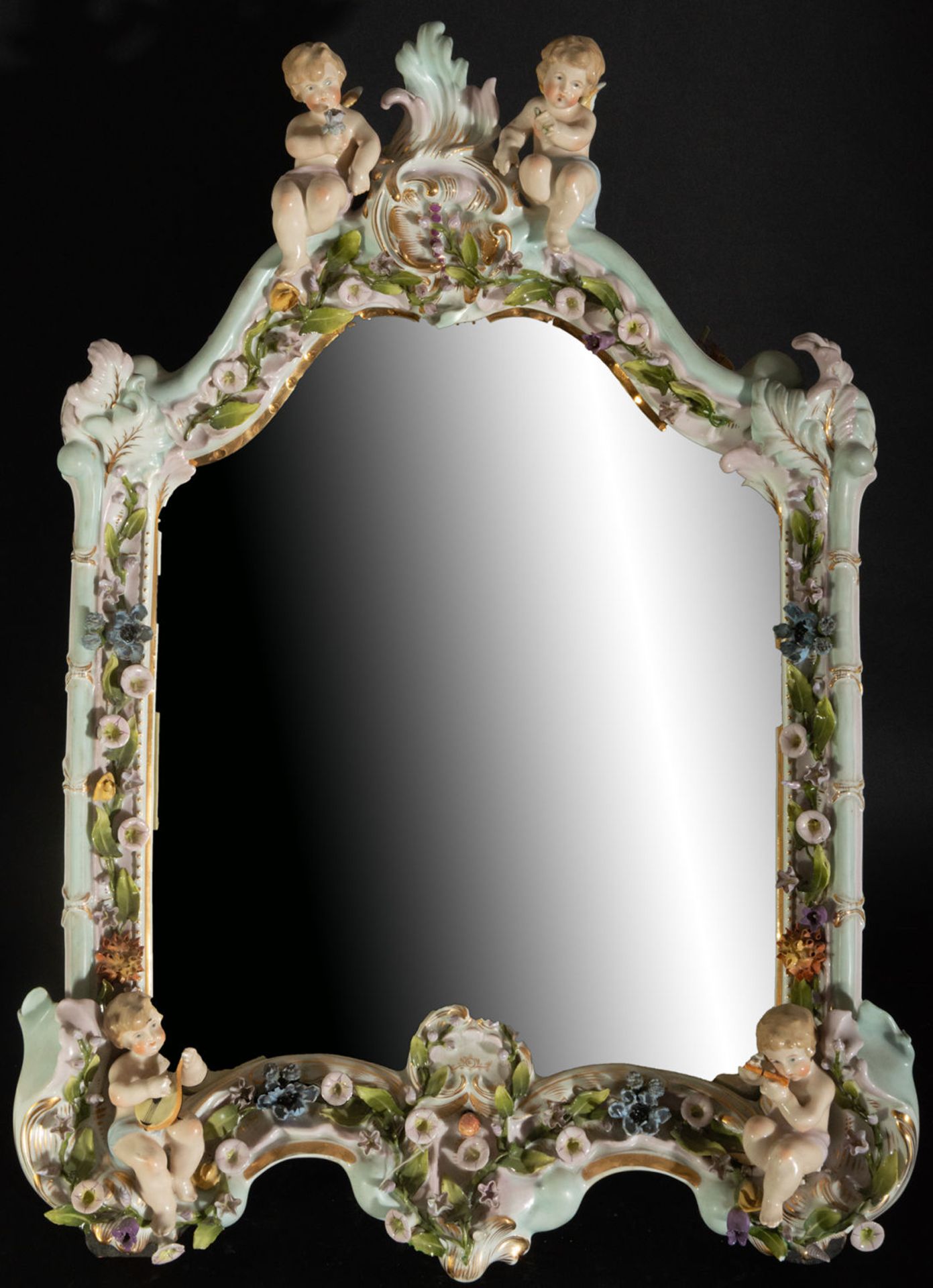 Mirror in Meissen Porcelain, 19th century
