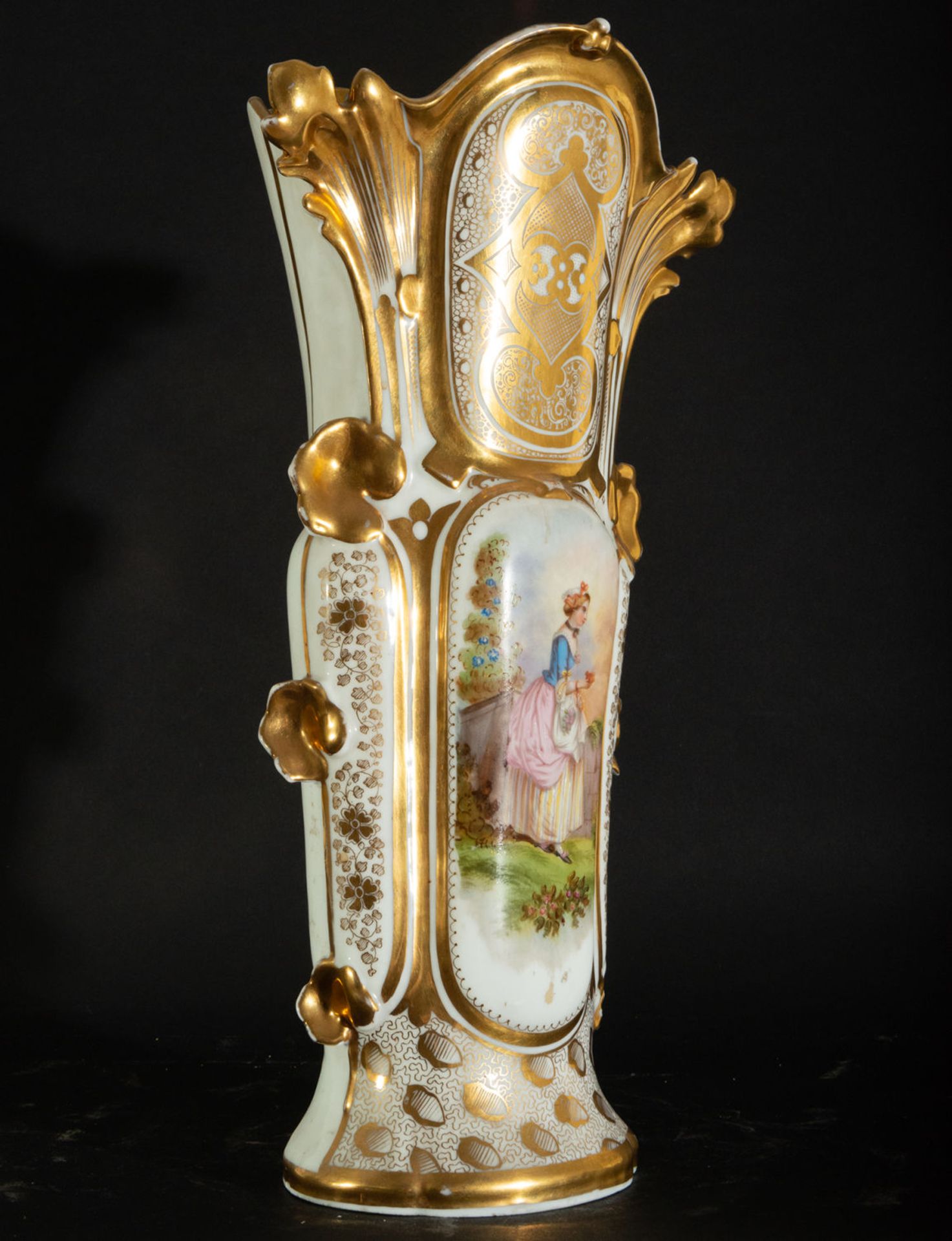 Elegant Pair of Old Paris Porcelain Vases, 19th century - Image 10 of 11