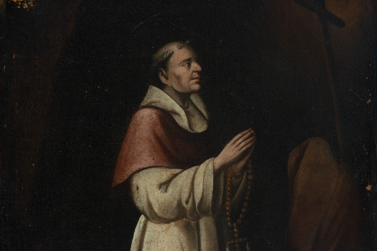 Saint Benedict in Prayer, 17th century colonial school - Image 3 of 9