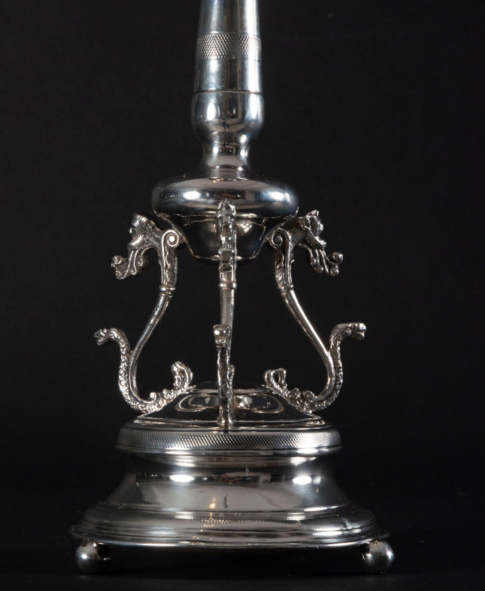 Pair of Spanish Regency-style silver candlesticks, 19th century - Image 3 of 5