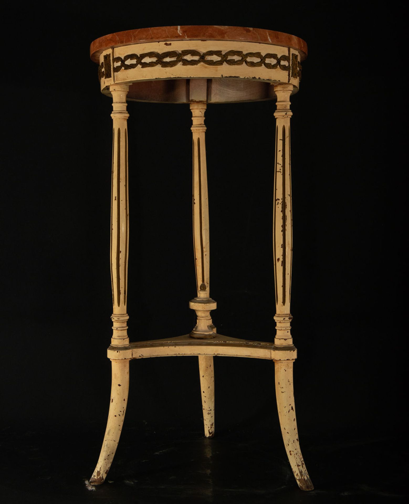 Napoleon III Side Table in lacquered wood and pink marble top, 19th century