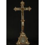 Jerusalem Cross in Rosewood and Mother of Pearl Inlays, 19th Century