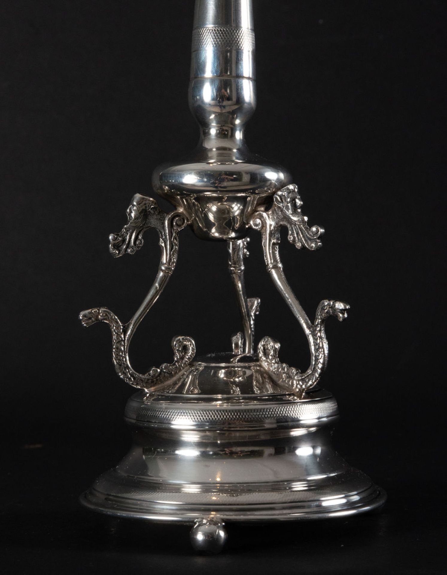 Pair of Spanish Regency-style silver candlesticks, 19th century - Image 5 of 5