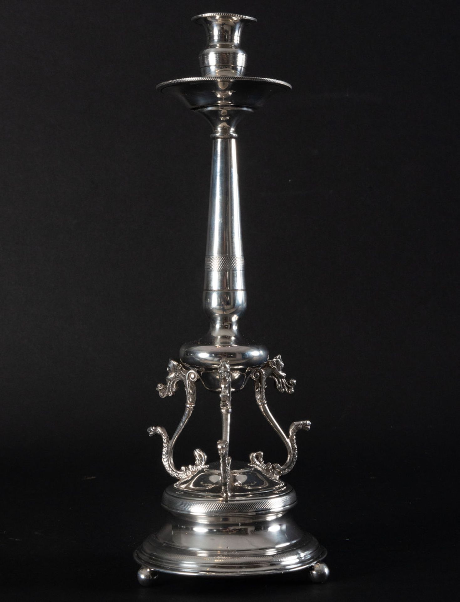 Pair of Spanish Regency-style silver candlesticks, 19th century - Image 2 of 5