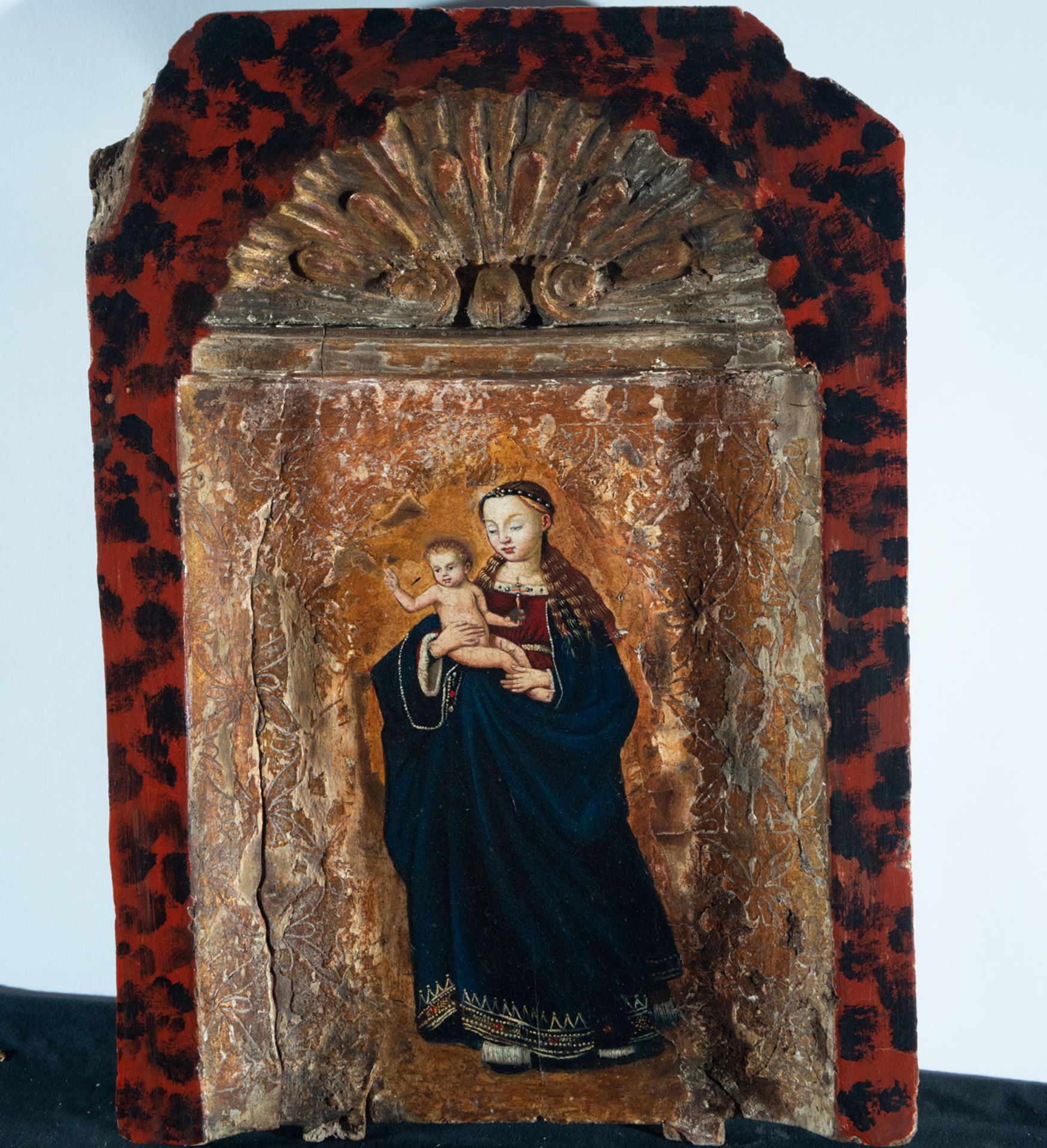 Madonna with Child, Polychrome Tabernacle Door, Hispano-Flemish school from the 16th century