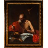 Important Italian Saint Jerome listening to the Trumpet of the Last Judgment, Neapolitan school of t