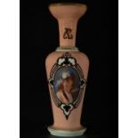 Opaline vase with portrait of a woman, French school, 19th century