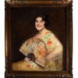 Lady with Mantle, Jacques Weismann, French school of the 19th century, signed upper left corner