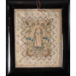 Embroidered Silk with the Immaculate Virgin Motif, convent work, Mexican school, 18th century