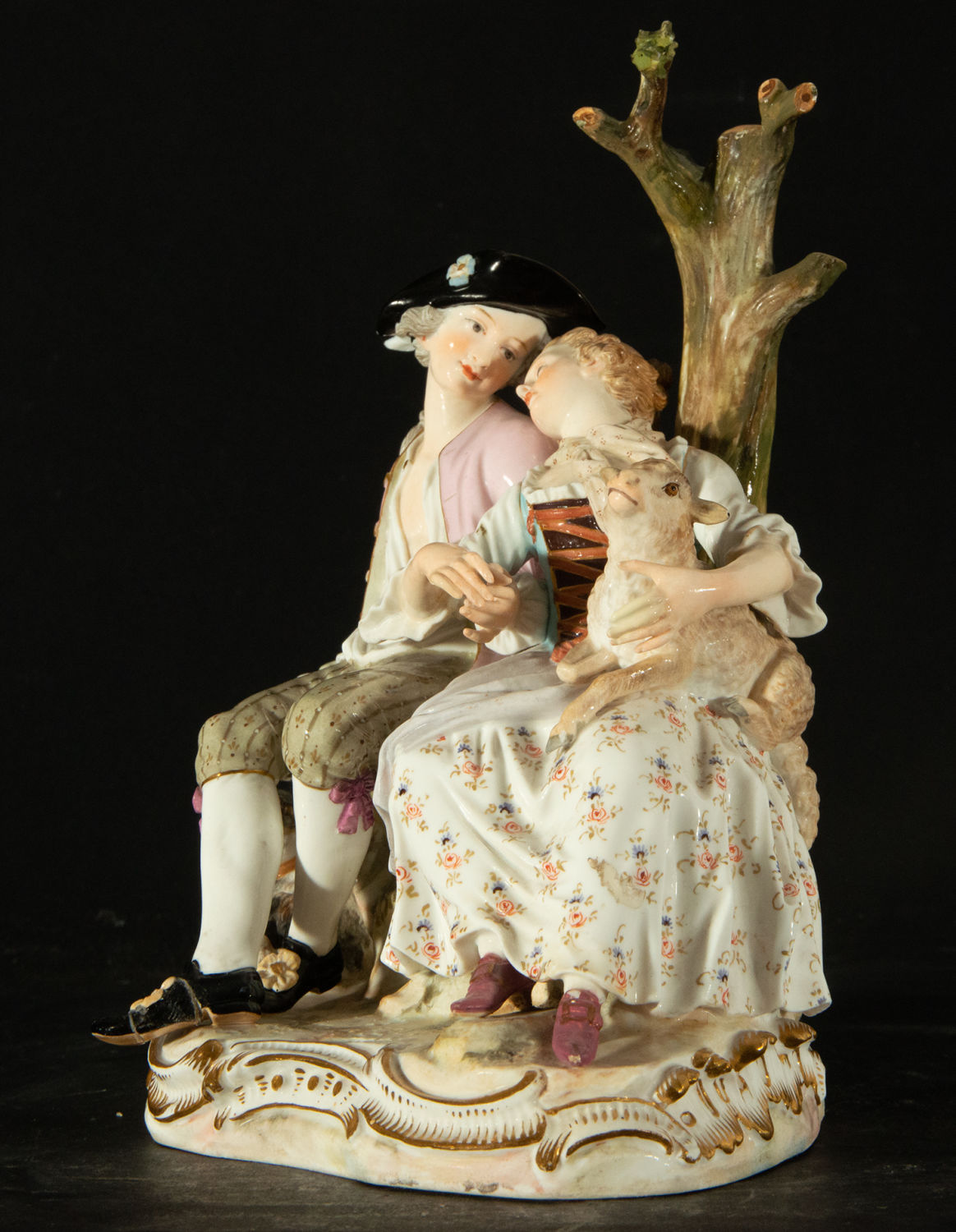 Gallant Scene of Little Shepherds in Meissen porcelain, 19th century - Image 2 of 4