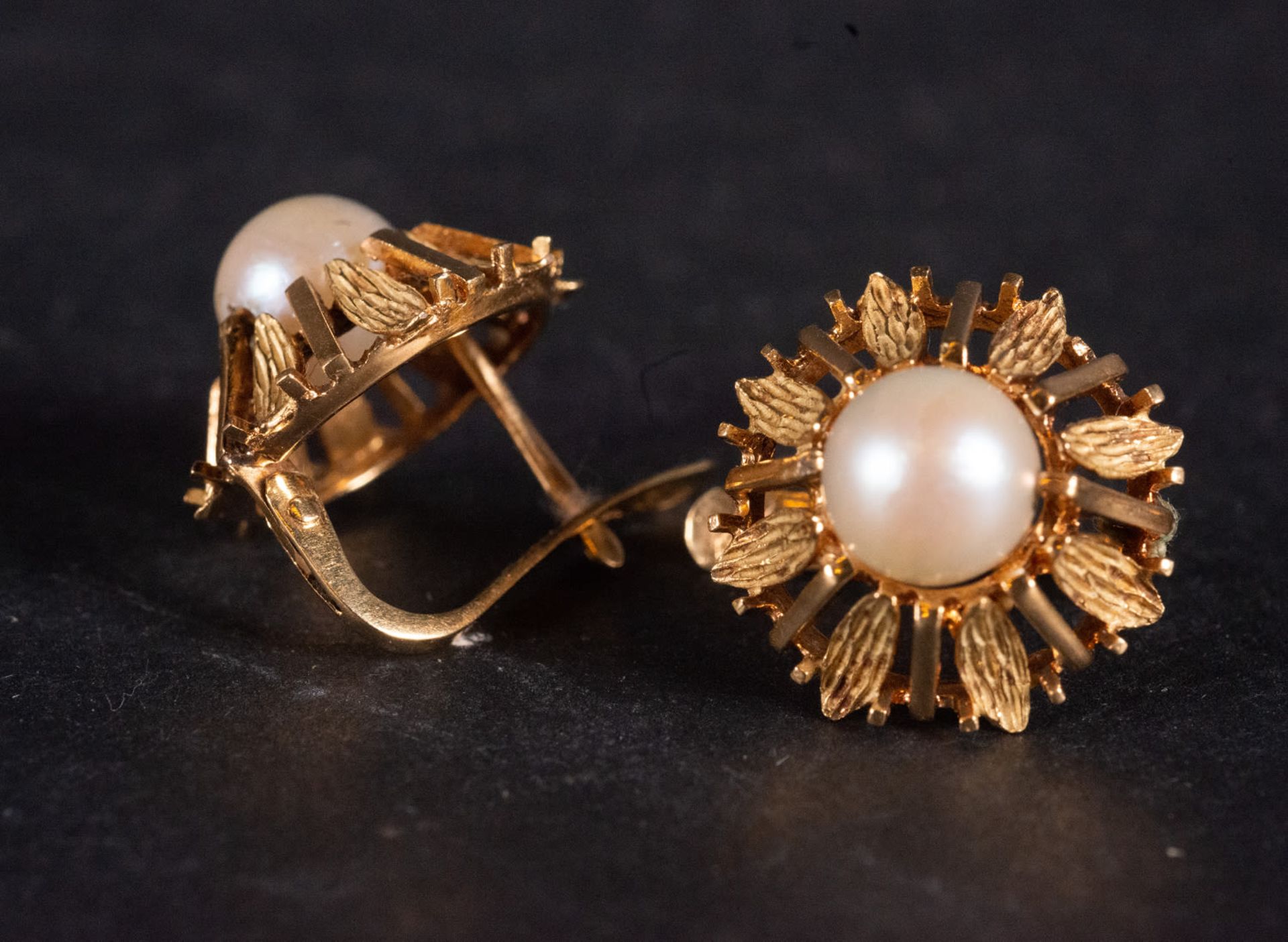 Gold and pearl earrings from the beginning of the 20th century - Image 4 of 4