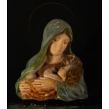 Madonna with Child in polychrome plaster, Italian work from the 19th century