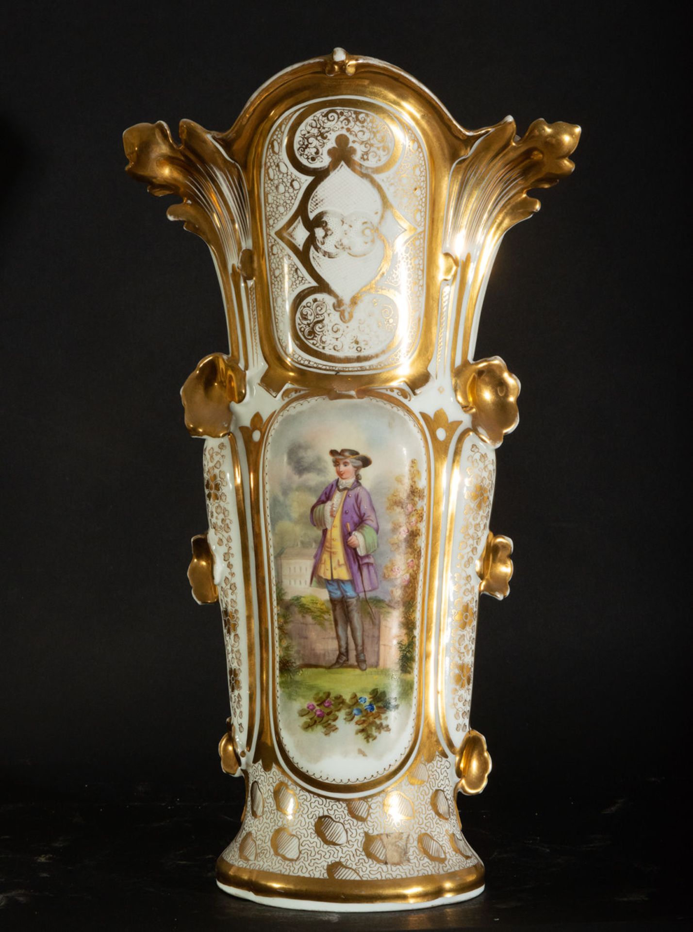Elegant Pair of Old Paris Porcelain Vases, 19th century - Image 3 of 11