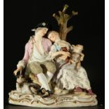 Gallant Scene of Little Shepherds in Meissen porcelain, 19th century