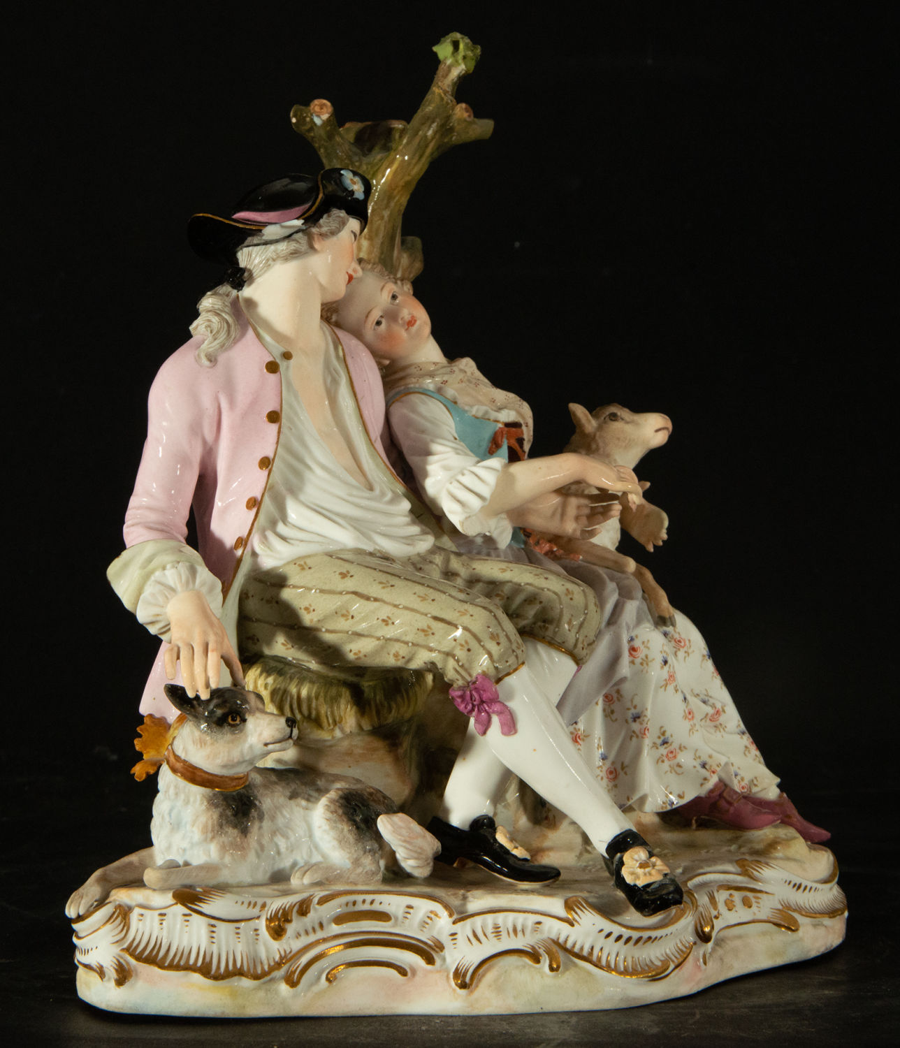 Gallant Scene of Little Shepherds in Meissen porcelain, 19th century - Image 3 of 4