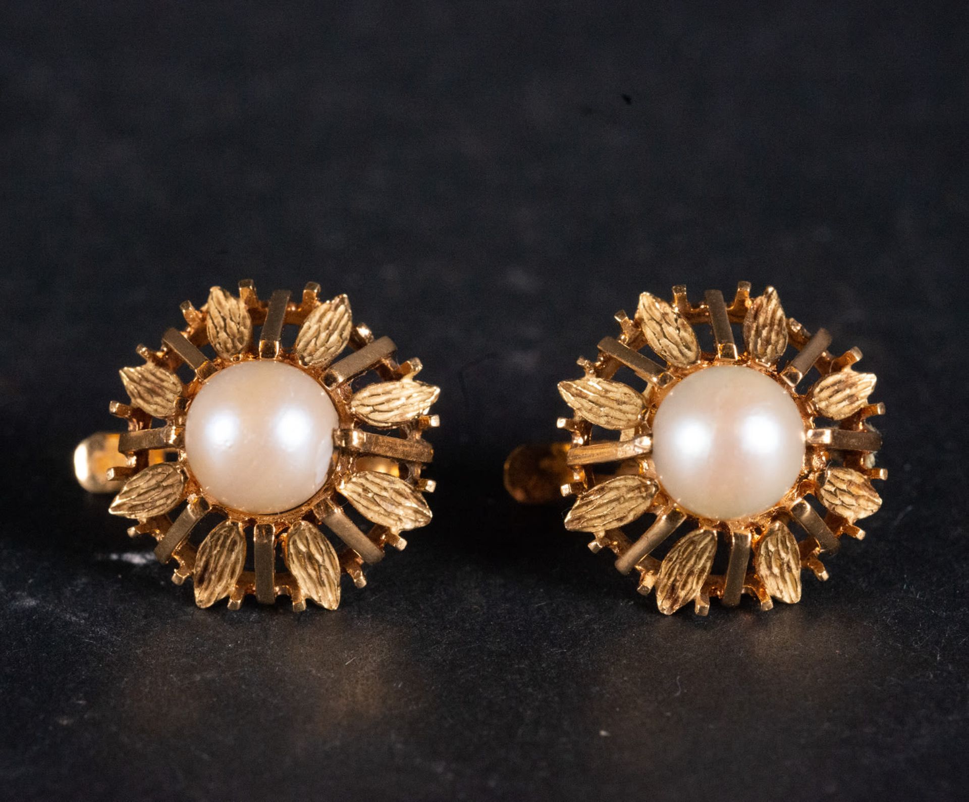 Gold and pearl earrings from the beginning of the 20th century - Image 3 of 4