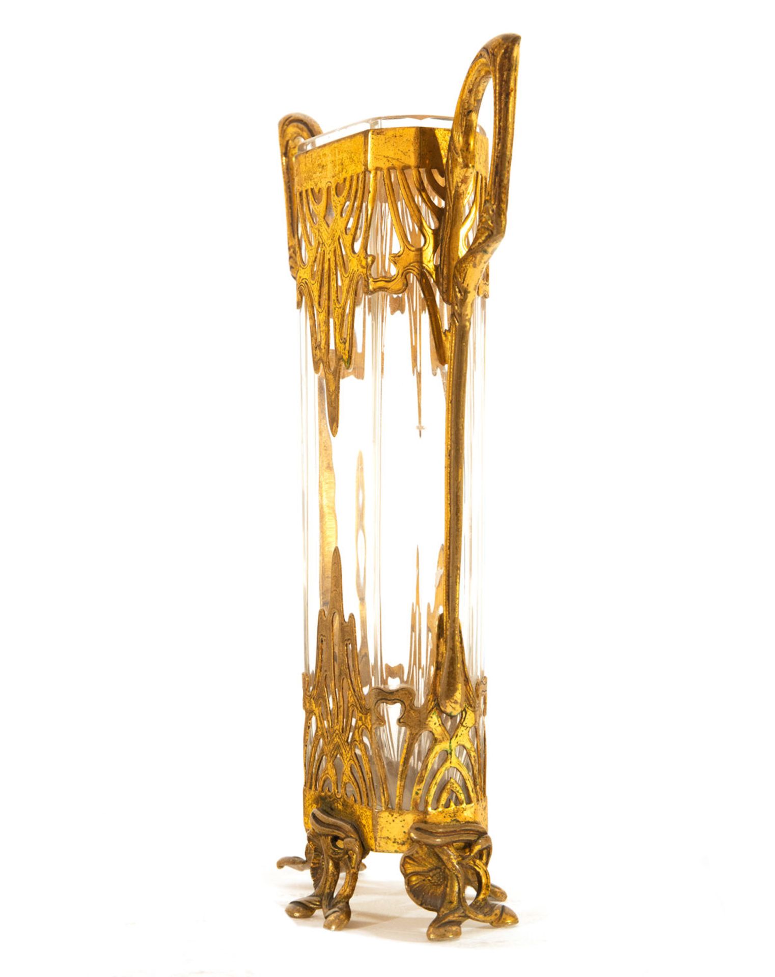 Art Nouveau Vase in Crystal and Gilt Bronze, Austria, early 20th century - Image 3 of 7