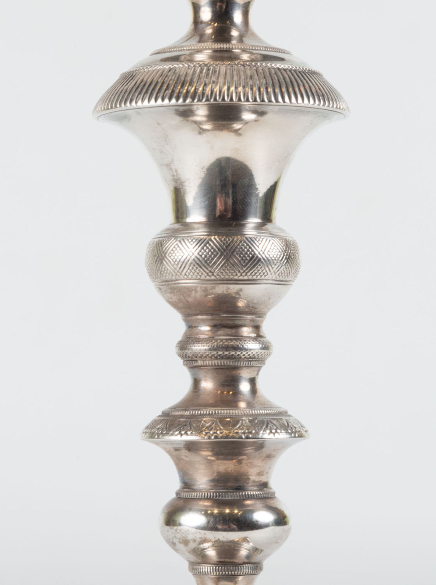 Pair of solid sterling silver candlesticks, 19th century - Image 9 of 9
