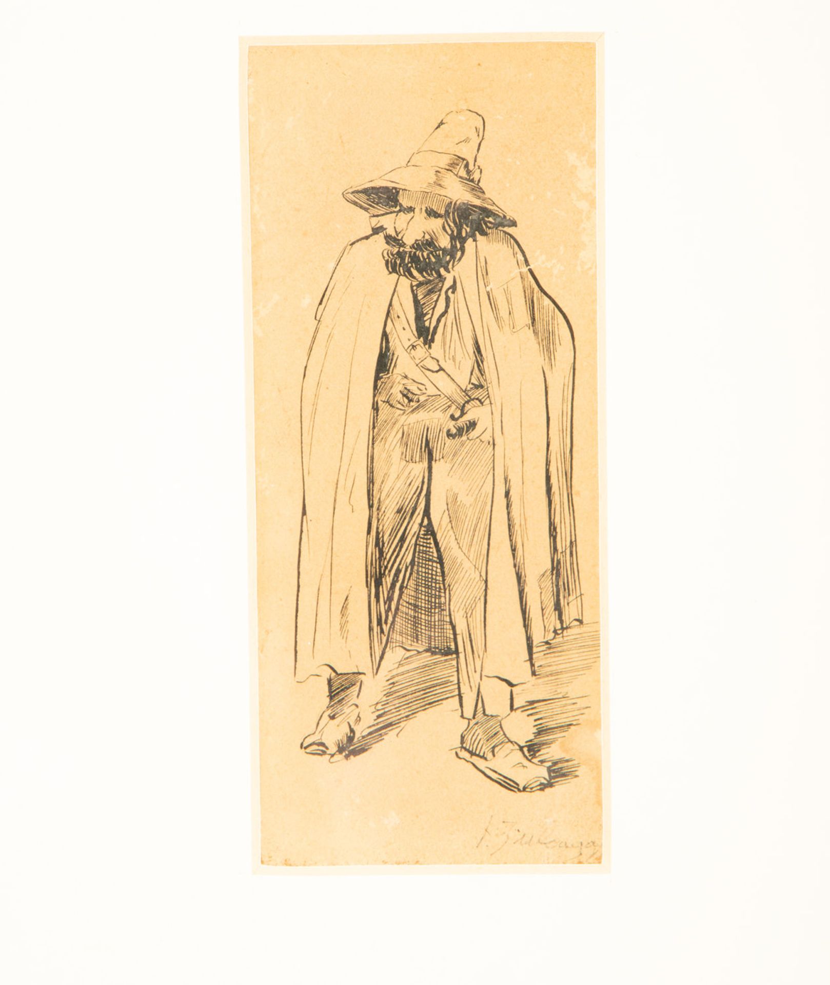 Ink drawing of Anciano, Ignacio Zuloaga (ƒibar, July 26, 1870-Madrid, October 31, 1945), Spanish sch - Bild 2 aus 3
