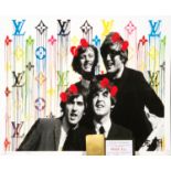 "BEATLES UNDER LOUIS VUITTON BACKGROUND", screenprint by Death NY, series 80/100, year 2012