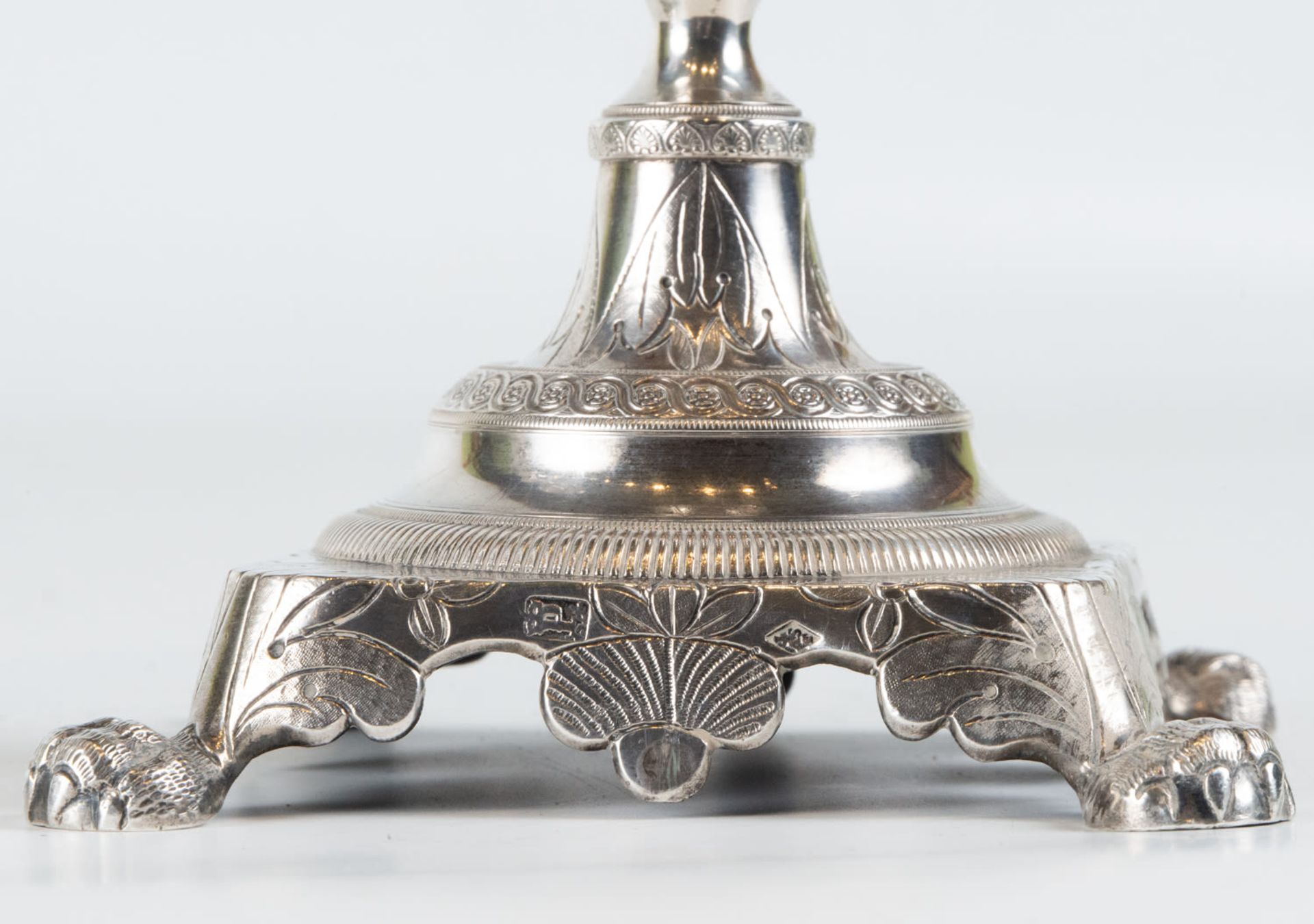 Pair of solid sterling silver candlesticks, 19th century - Image 2 of 9