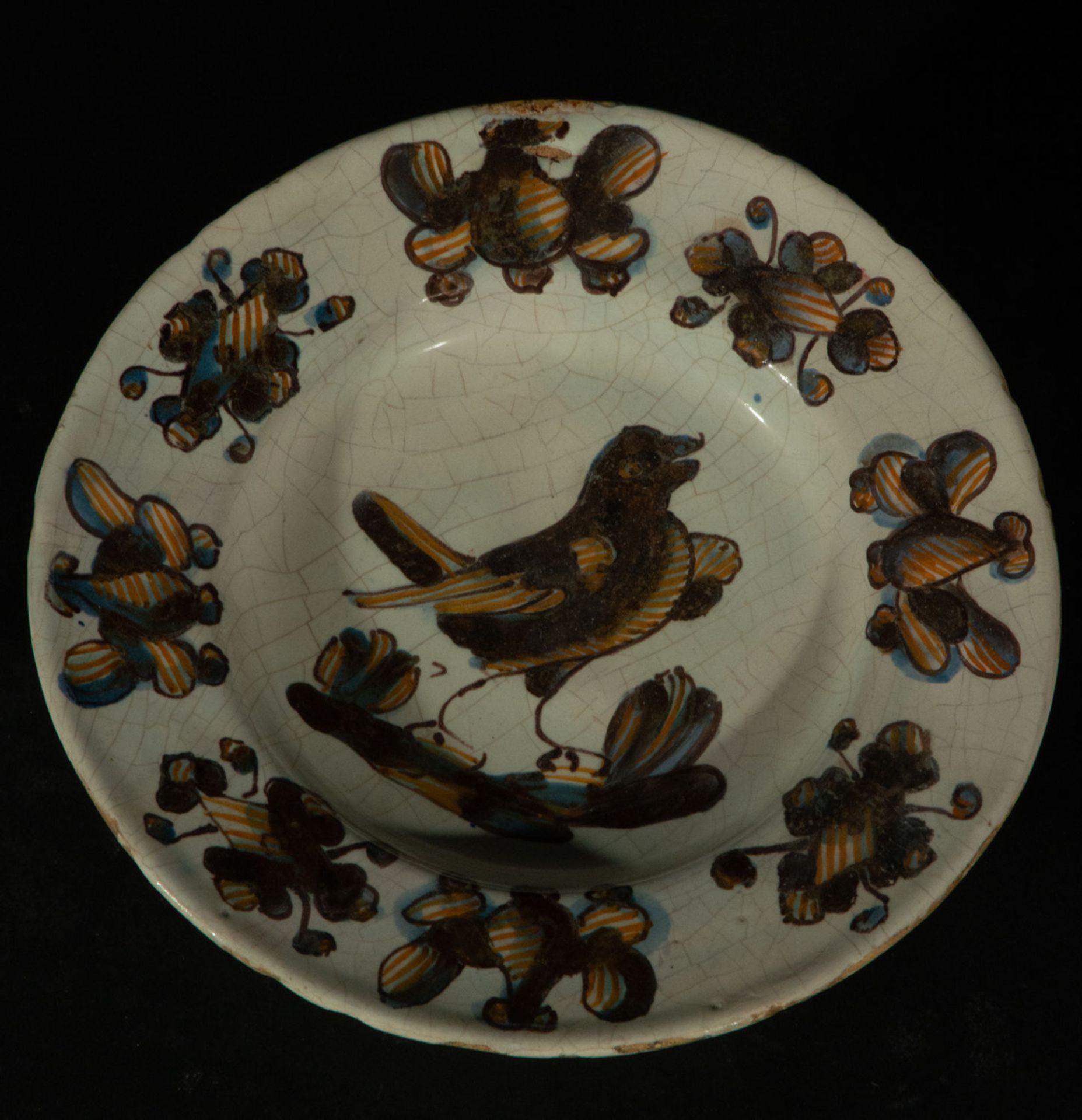 Talavera ceramic plate with swallow, 18th century