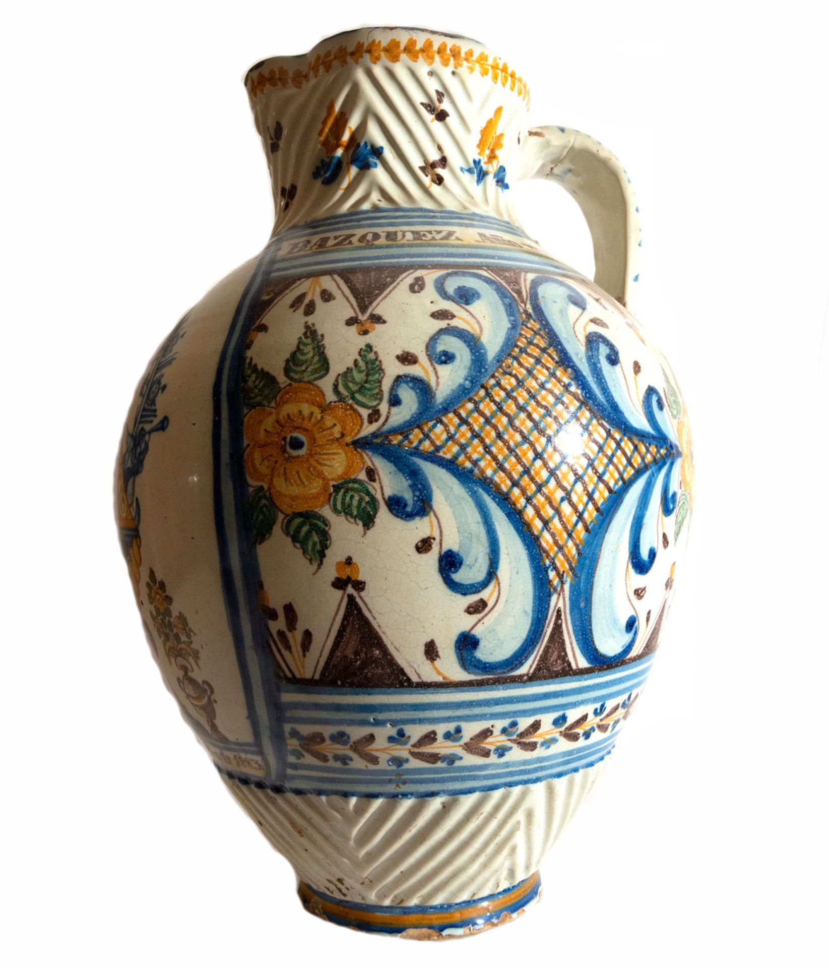 Talavera jug with central motif of Nuestra Se–ora del Prado, 19th century - Bild 3 aus 9