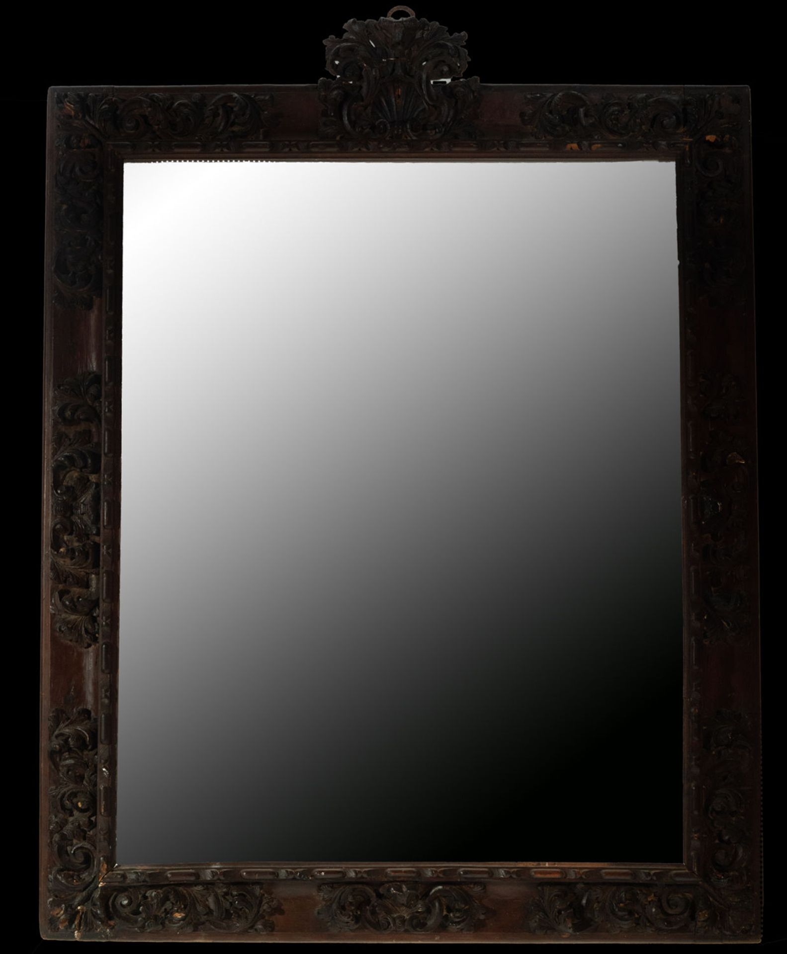 Important Spanish Baroque frame Carlos II period in melis pine wood, 18th century