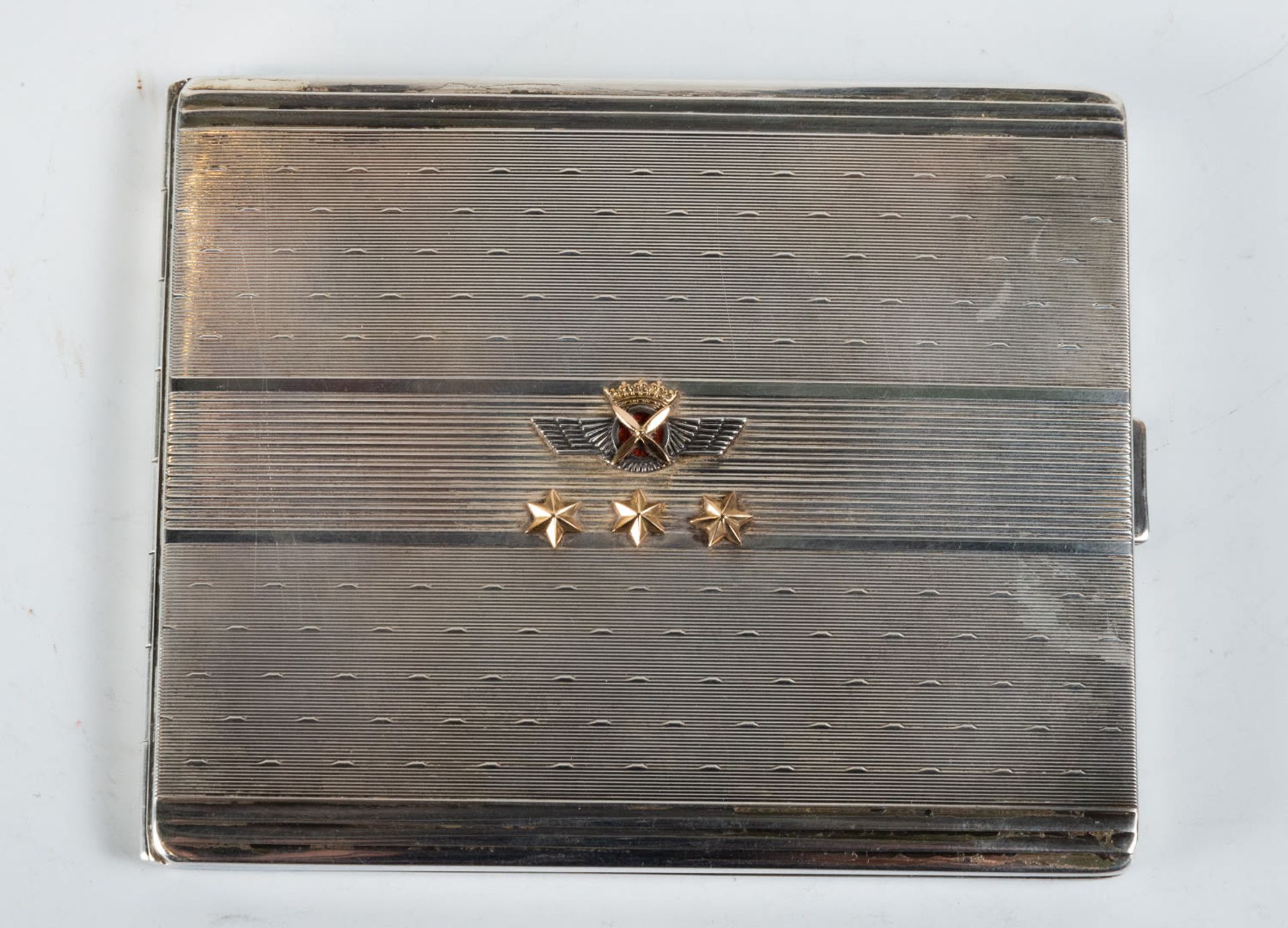 Silver Cigarette Box for Air Force Captain Garc’a Montoro, 1950s, silversmith Durango, Madrid - Bild 3 aus 5