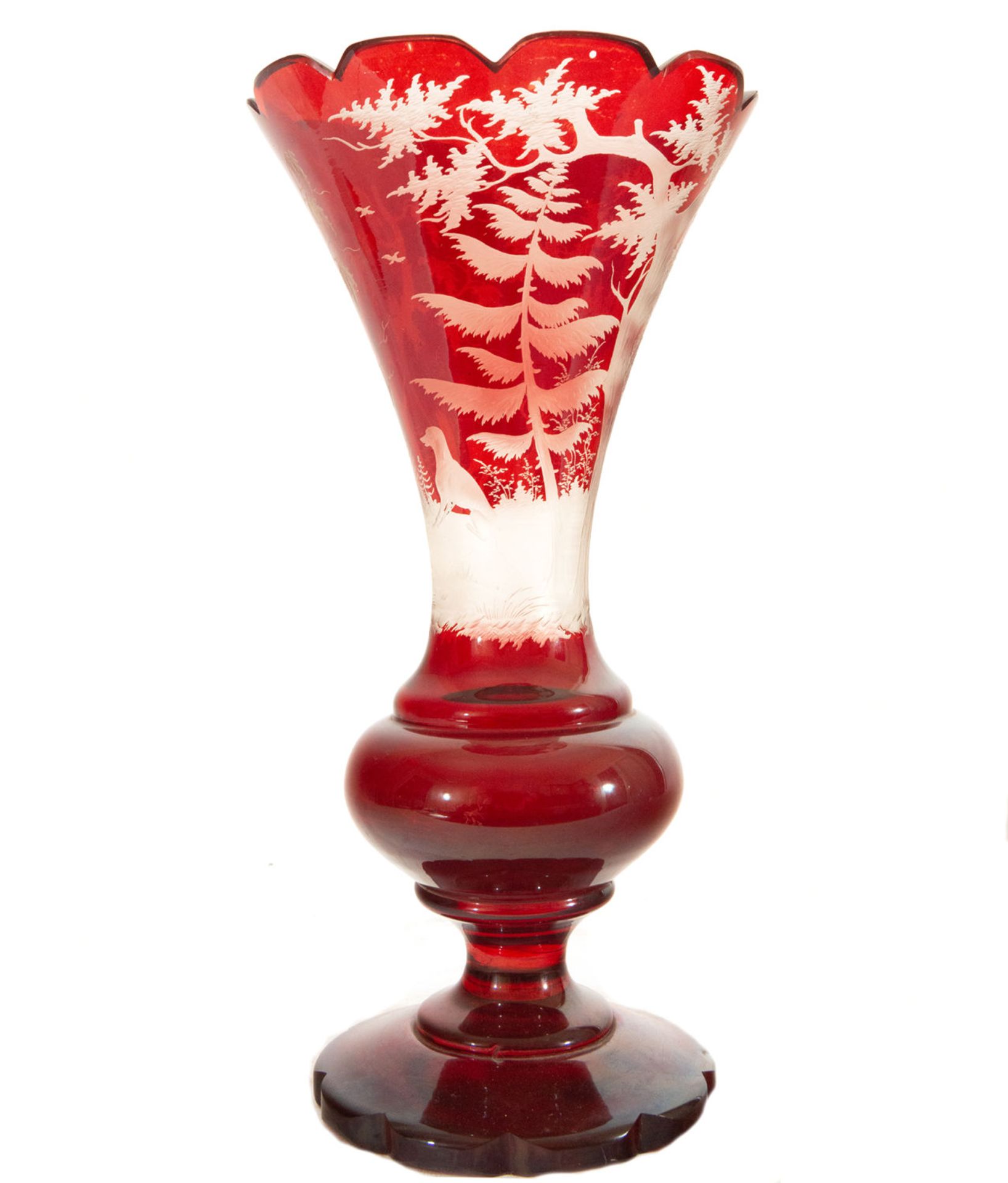 Bohemian crystal vase with deer motifs, 19th century - Bild 4 aus 5