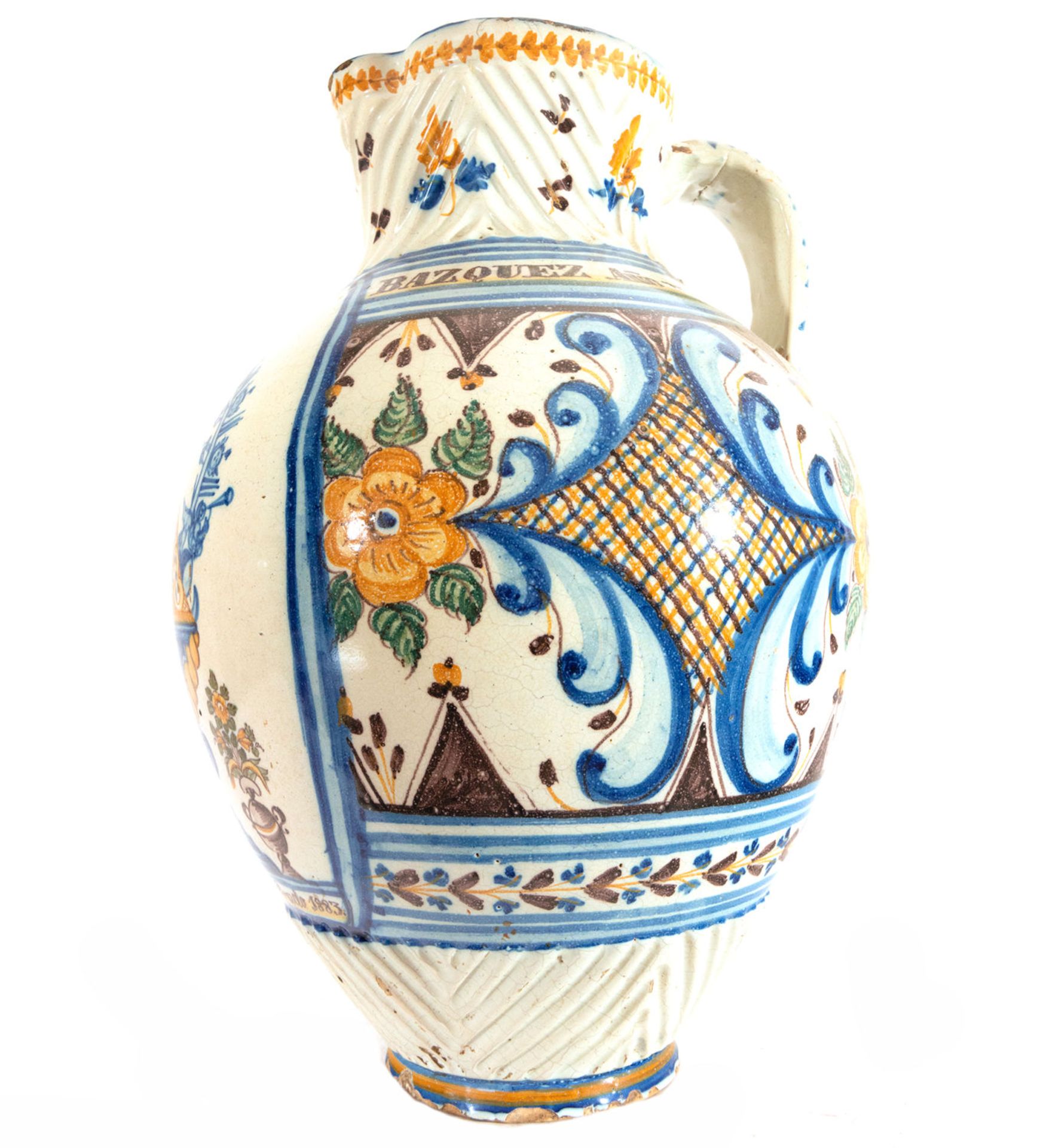 Talavera jug with central motif of Nuestra Se–ora del Prado, 19th century - Bild 4 aus 9