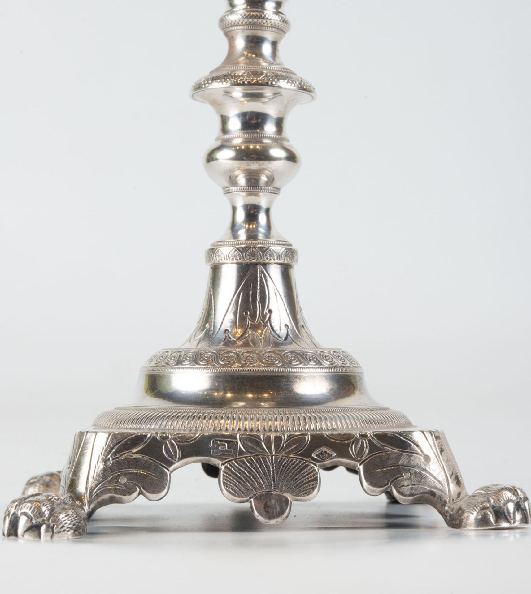Pair of solid sterling silver candlesticks, 19th century - Image 5 of 9