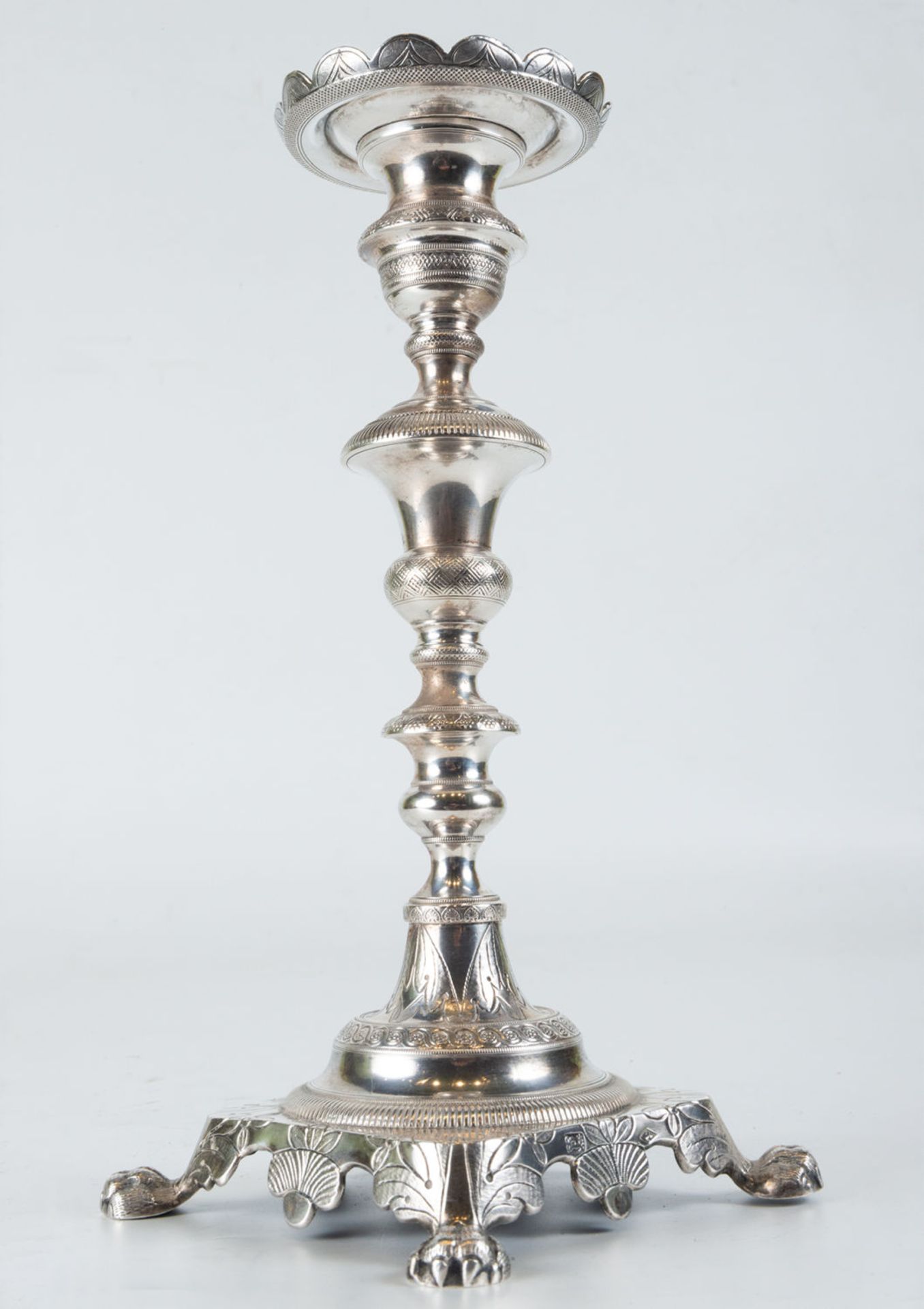 Pair of solid sterling silver candlesticks, 19th century - Image 6 of 9