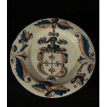 Talavera ceramic plate with Carmelite shield, 18th century