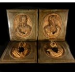 Set of four wooden oval reliefs of the Four Evangelists, Italian school, 18th - 19th centuries