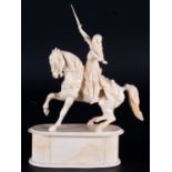 Joan of Arc on Horseback in ivory, Dieppe, 19th century, CITES attached