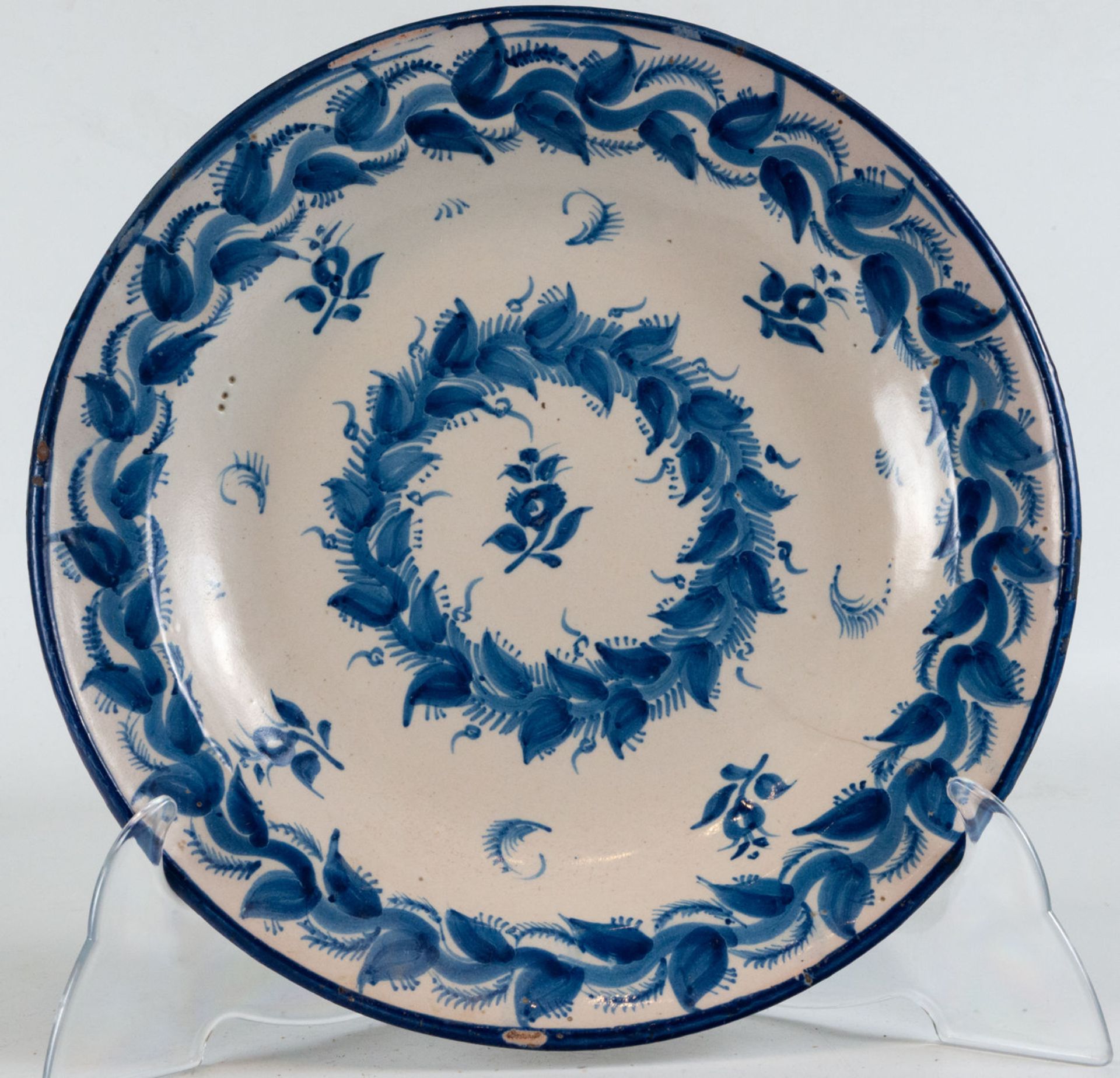 Cobalt blue ceramic plate from Manises, 20th century