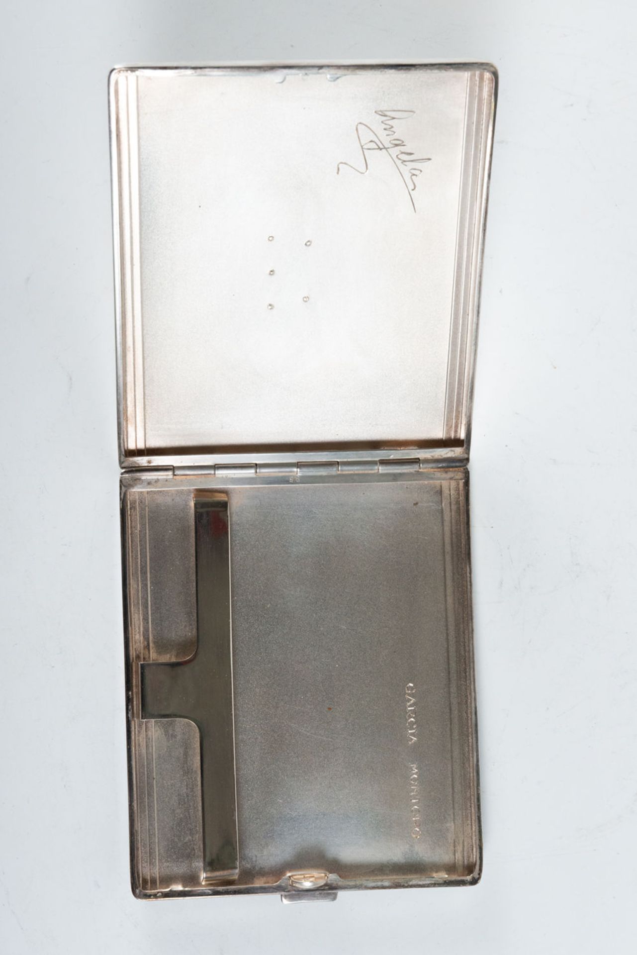 Silver Cigarette Box for Air Force Captain Garc’a Montoro, 1950s, silversmith Durango, Madrid - Bild 4 aus 5