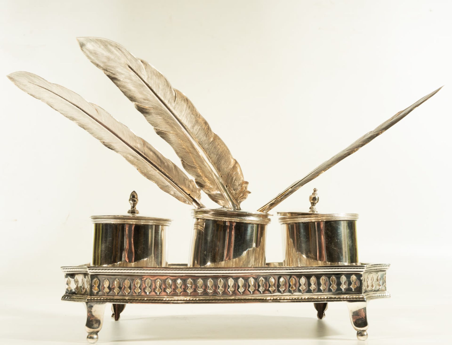 Writing Set with Silver Feathers, XIX century contrasts of Law on the base - Image 4 of 6