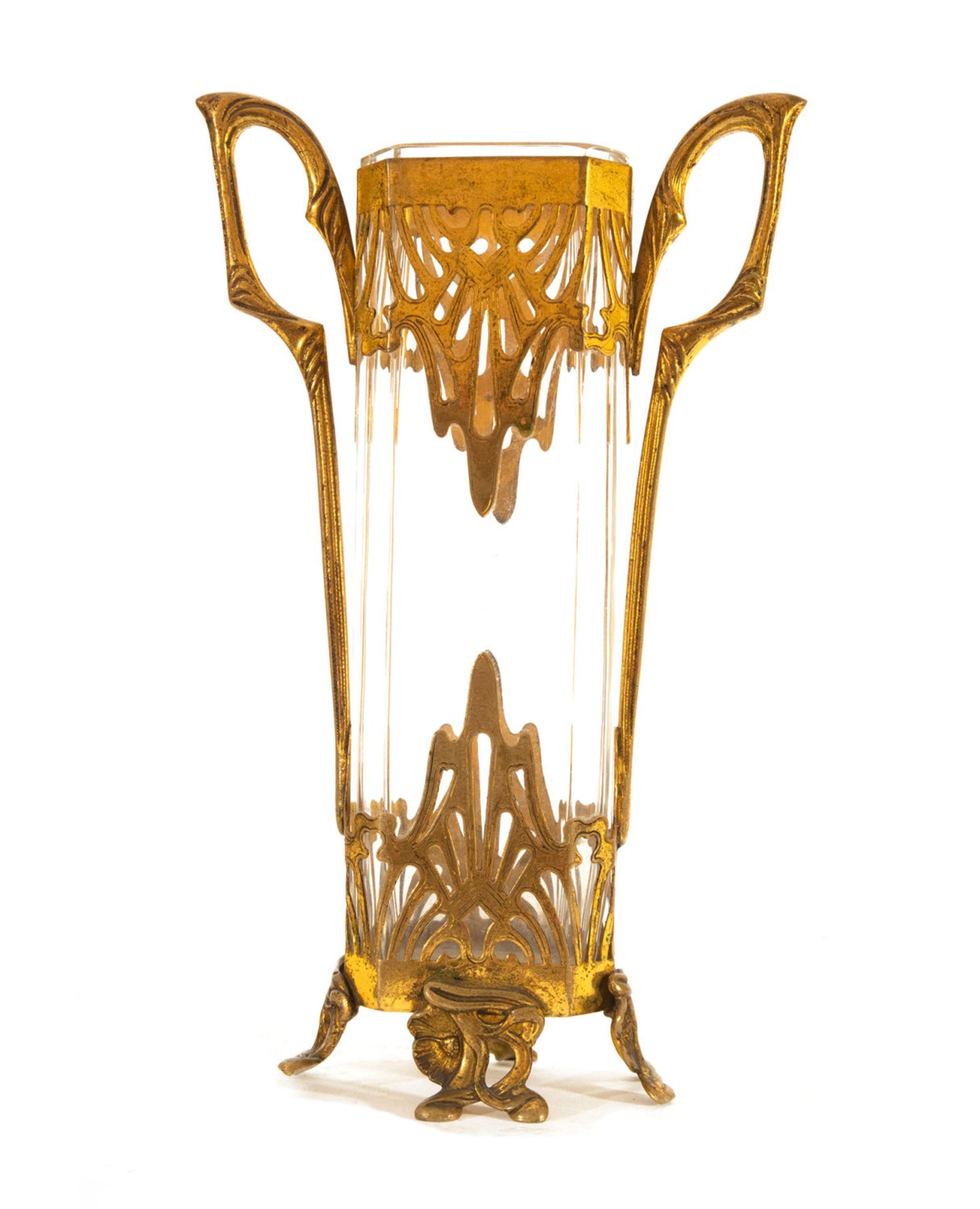 Art Nouveau Vase in Crystal and Gilt Bronze, Austria, early 20th century
