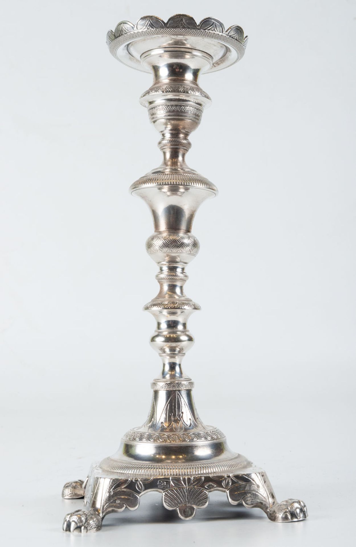 Pair of solid sterling silver candlesticks, 19th century - Image 3 of 9