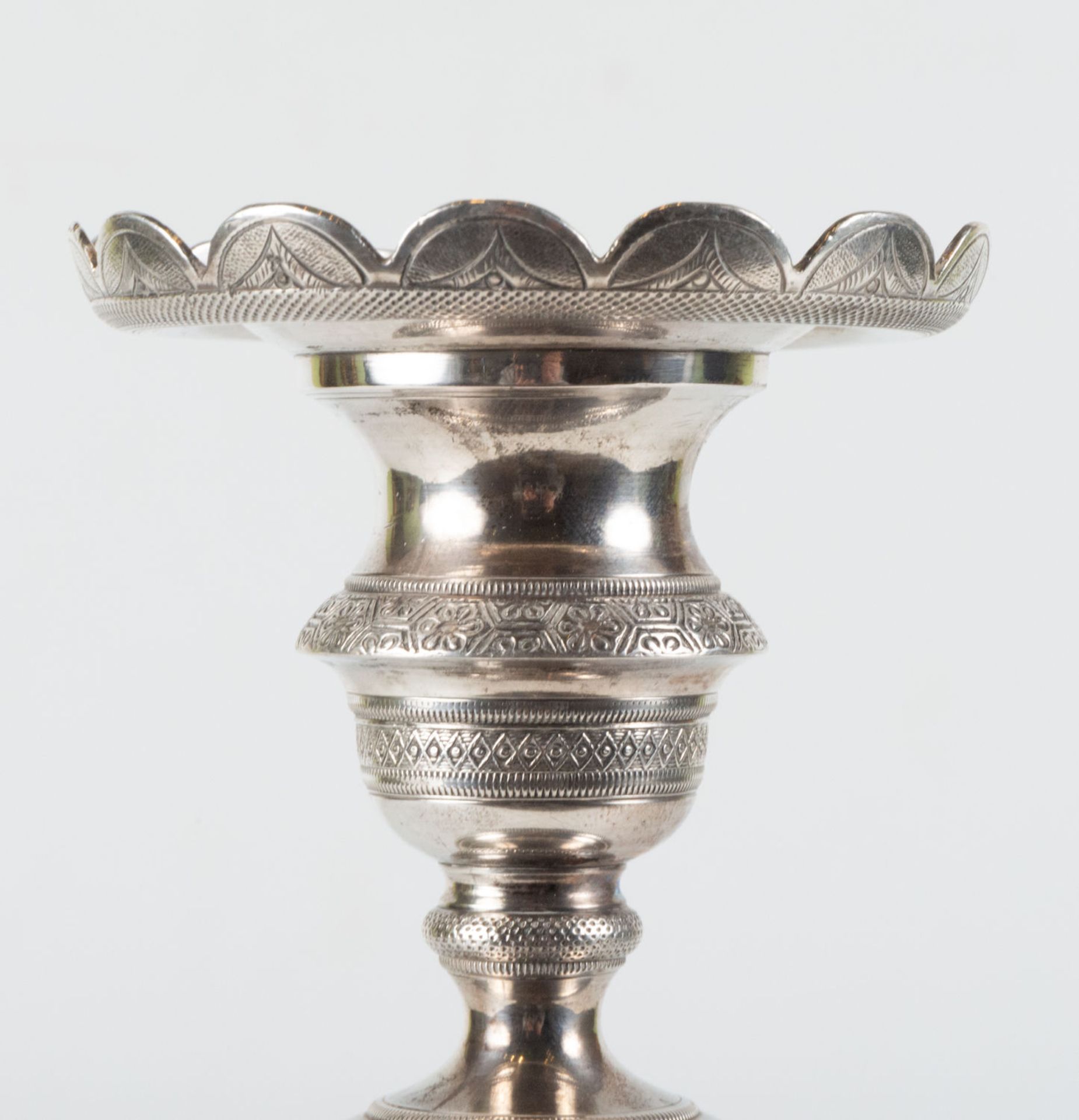 Pair of solid sterling silver candlesticks, 19th century - Image 8 of 9
