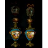 Pair of Bleu Celeste Svres Vases mounted on Lamps, 19th century