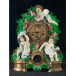 Tabletop clock in polychrome bronze, XIX century
