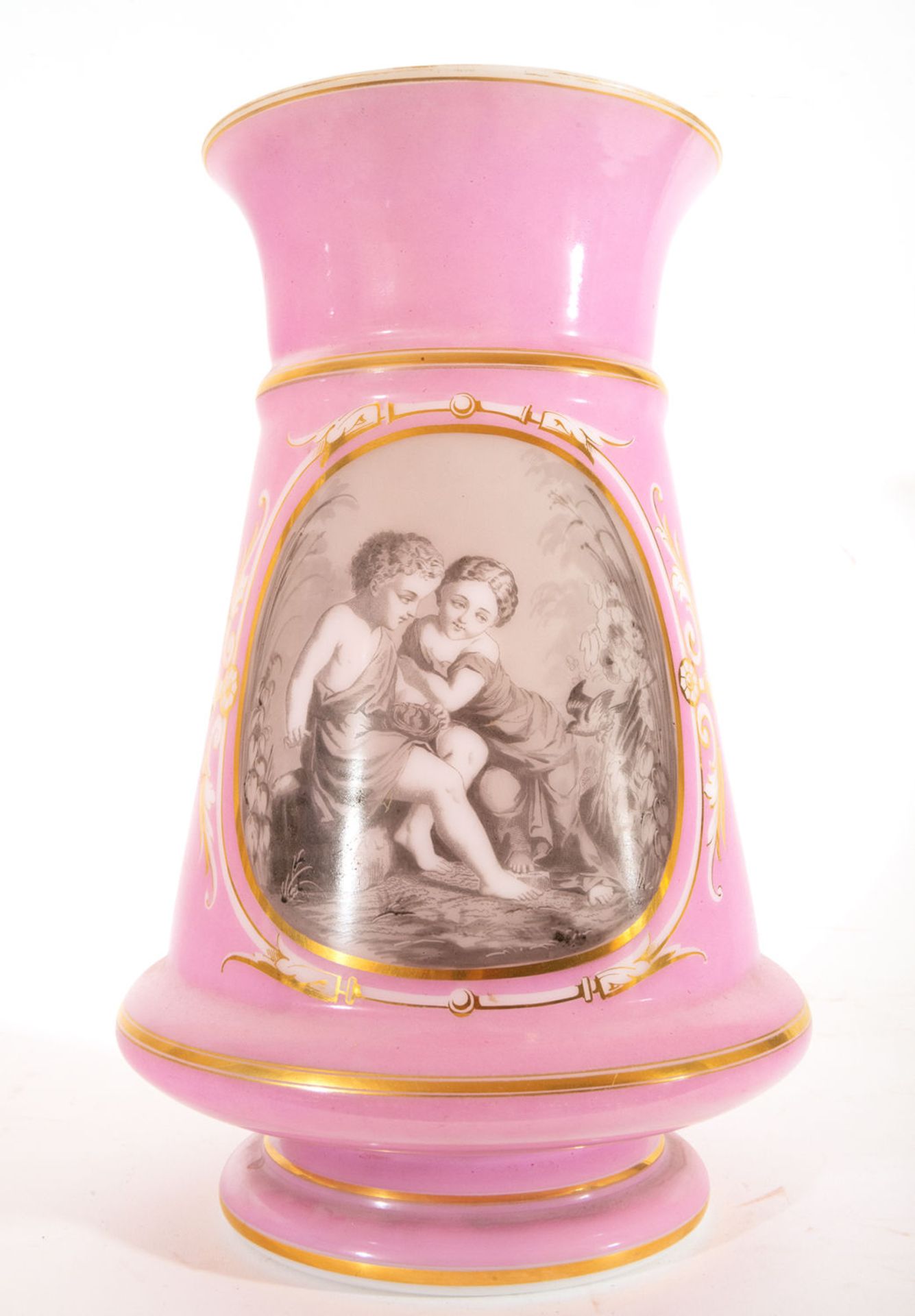 Pair of Opaline Vases with Romantic Scenes, 19th century - Image 7 of 10